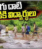 రహదారి లేదు.. వంతెన లేదు.. వాగు దాటి బడికి విద్యార్థులు