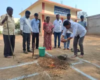 పాఠశాలలో స్టేజి నిర్మాణానికి శంకుస్థాపన 