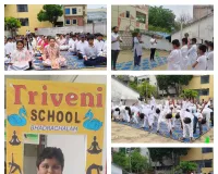 త్రివేణి పాఠశాలలో ఘనంగా అంతర్జాతీయ యోగా దినోత్సవం