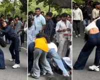 బెంగళూరులో నడిరోడ్డుపై యువతుల కొట్లాట.. వీడియో వైరల్