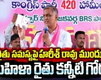 రేవంత్‌ రెడ్డిని బొంద పెట్టాలి.. హరీశ్‌ రావు ముందు మహిళా రైతు ఆవేదన
