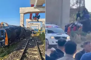 కదులుతున్న రైలుపై పడ్డ క్రేన్.. 22 మంది మృతి