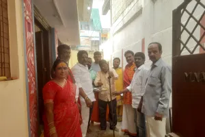 ధ్వజస్తంభానికి భూమి పూజ 