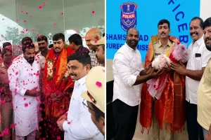 బదిలీపై వెళుతున్న శంషాబాద్ ఇన్‌స్పెక్టర్ నరేందర్ రెడ్డికి ఘన వీడ్కోలు
