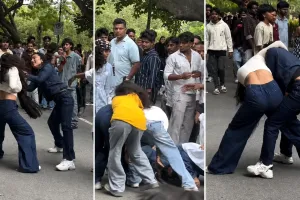 బెంగళూరులో నడిరోడ్డుపై యువతుల కొట్లాట.. వీడియో వైరల్