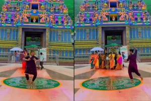 బెజవాడ కనకదుర్గమ్మ ఆలయం ఎదుట యువతి రీల్స్.. వైరల్ వీడియో
